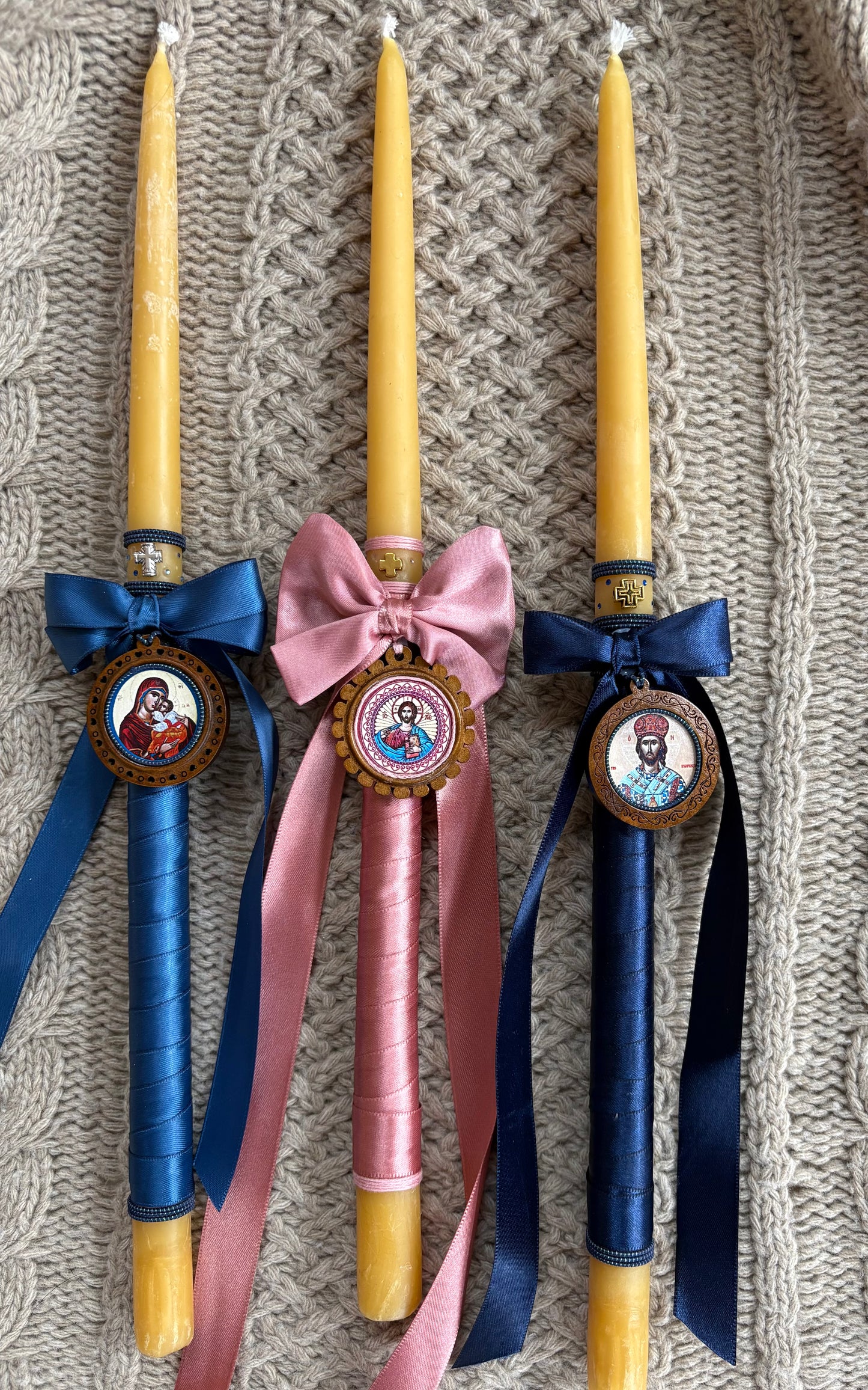 Baptismal Candle with Pendant Iconography